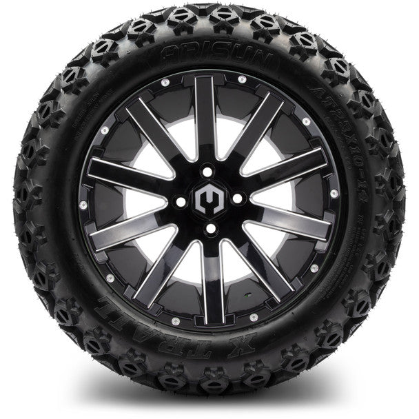 14" Mauler Glossy Black with Ball Mill Wheels & Off-Road Tires Combo MODZ