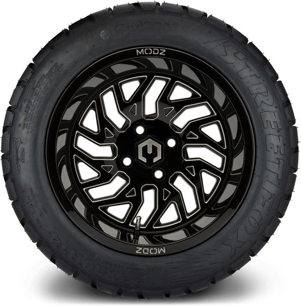 14" Carnage Glossy Black with Ball Mill Wheels & Street Tires Combo MODZ