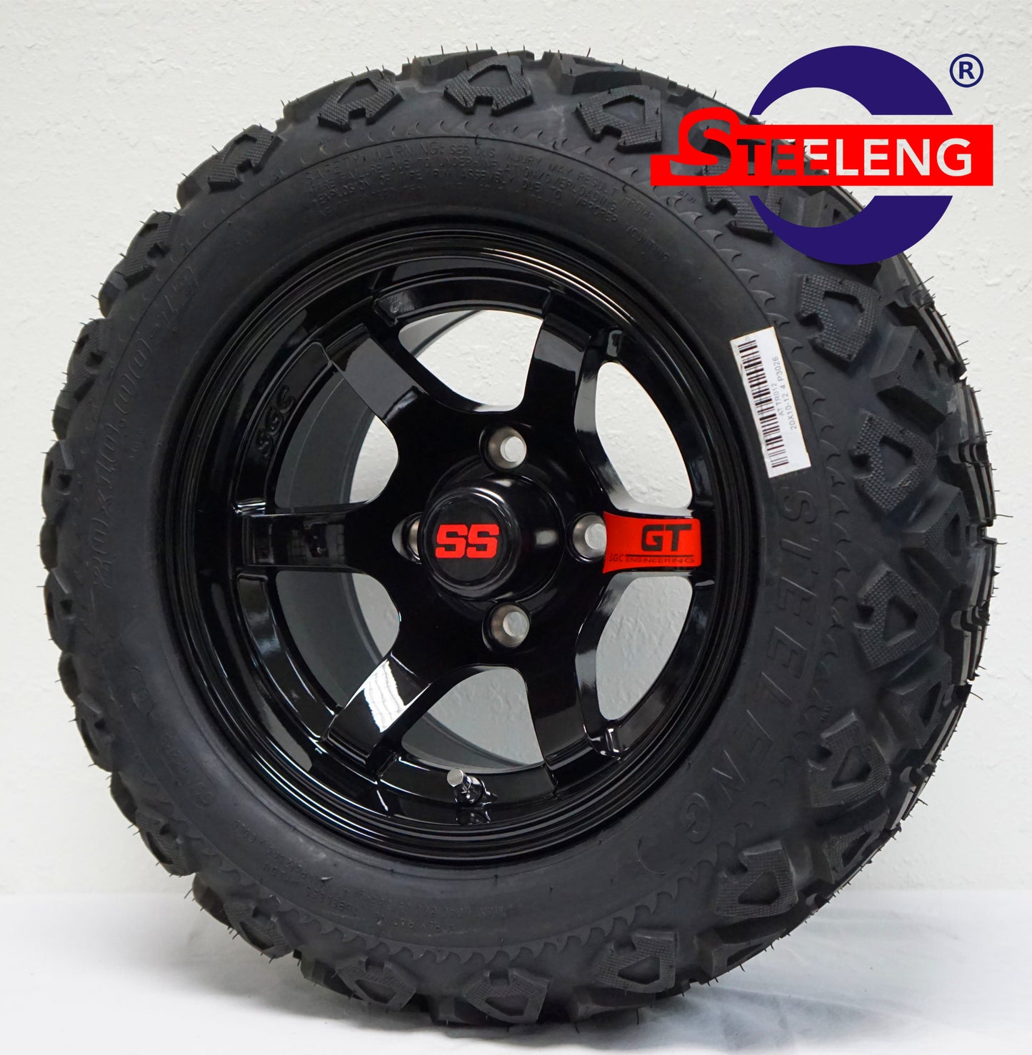 12"X7" BLACK 'GT' ALUMINUM ALLOY WHEELS / 20x10-12 All-Terrain