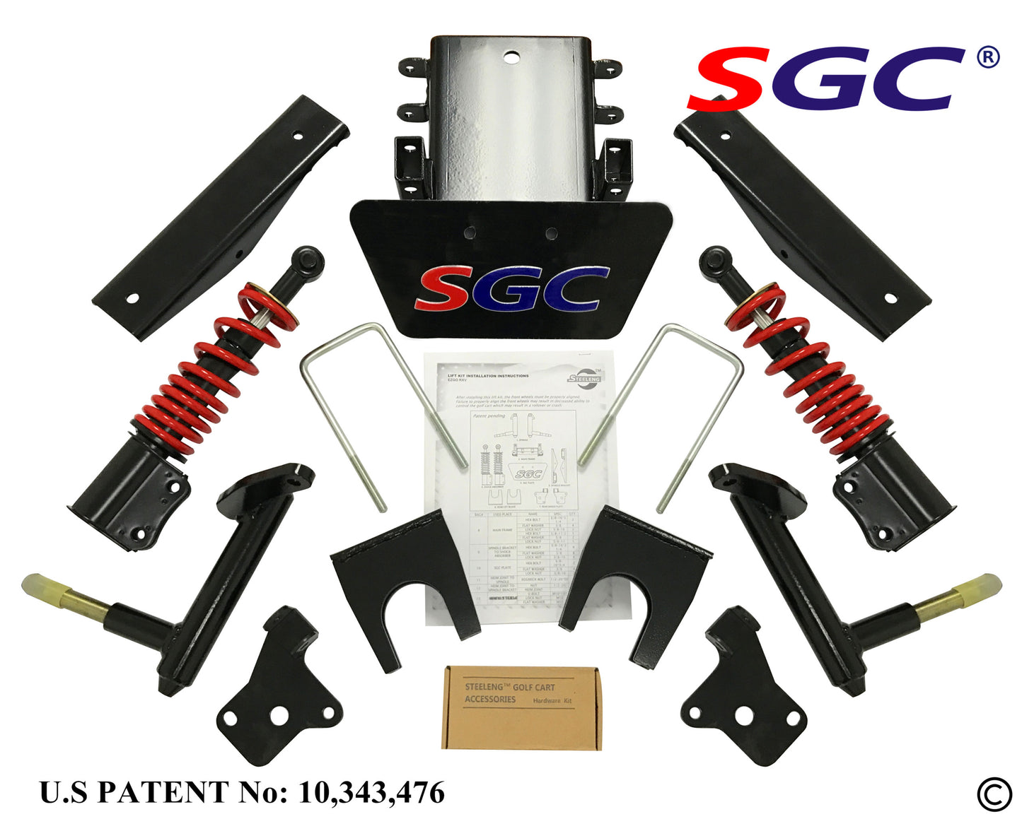 SGC LIFT KIT - 6" HEAVY DUTY BUILT-IN COIL-OVER SHOCK A-ARM FOR EZGO RXV (2008-2013)