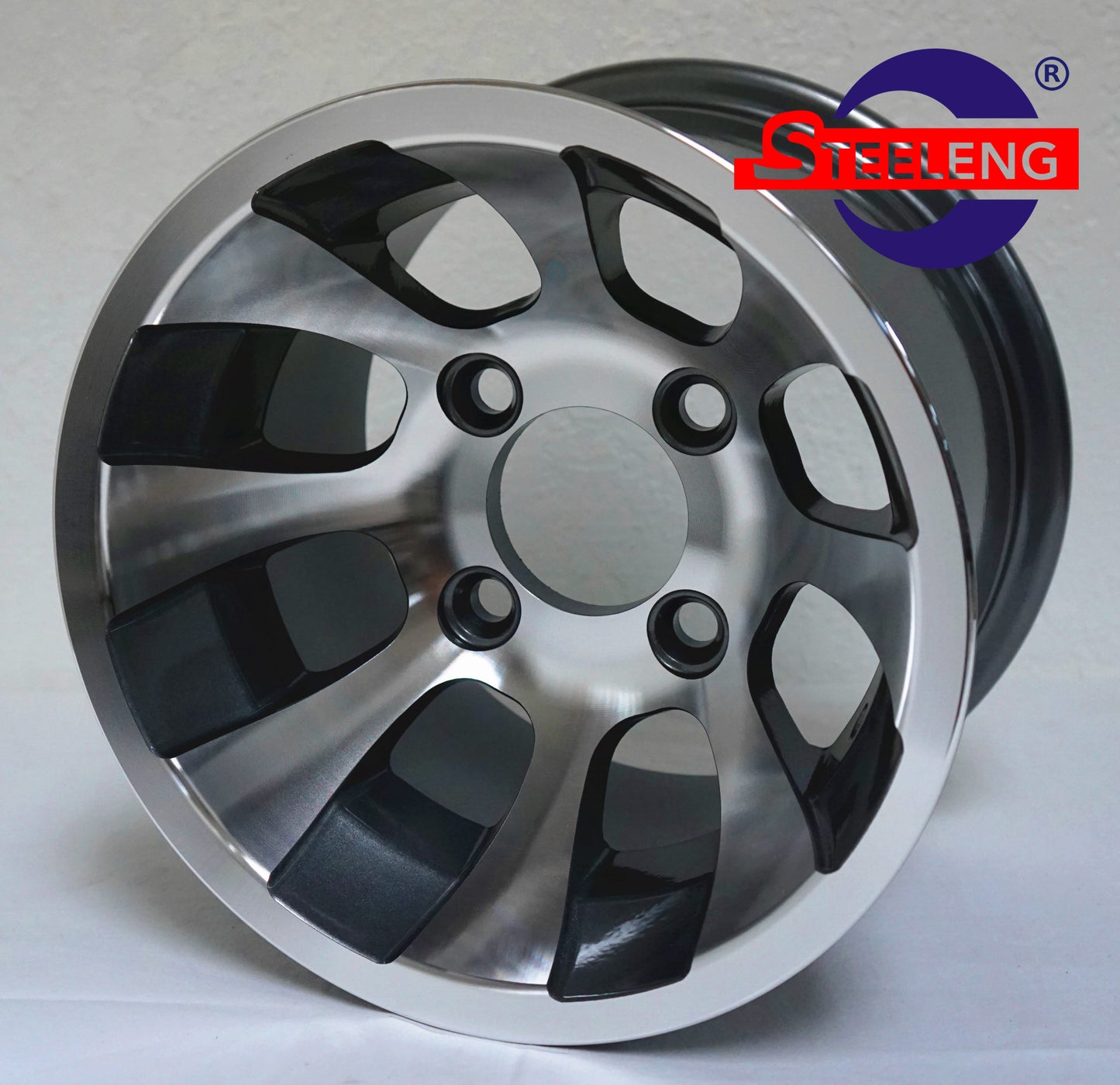 10"X7" MACHINED/GUNMETAL 'REVOLVER' ALUMINUM ALLOY WHEELS / LOW PROFILE 205/50-10
