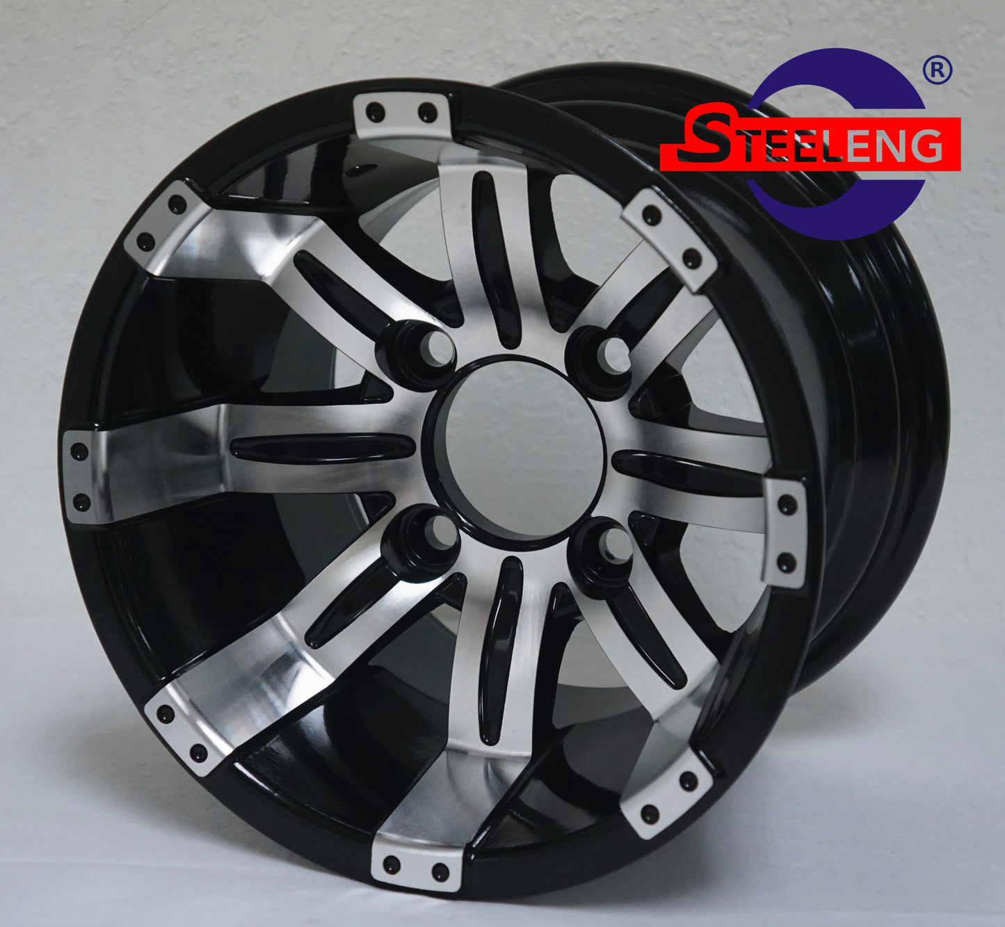 10"X7" MACHINED/BLACK 'TEMPEST' ALUMINUM ALLOY WHEELS / LOW PROFILE 205/50-10