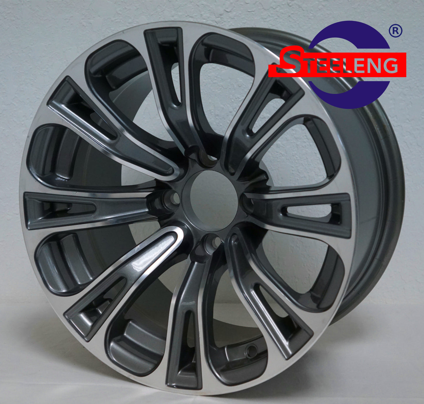 14"X7" MACHINED/GUNMETAL 'VECTOR' ALUMINUM ALLOY WHEELS / 23X10X14 ALL TERRAIN TIRE