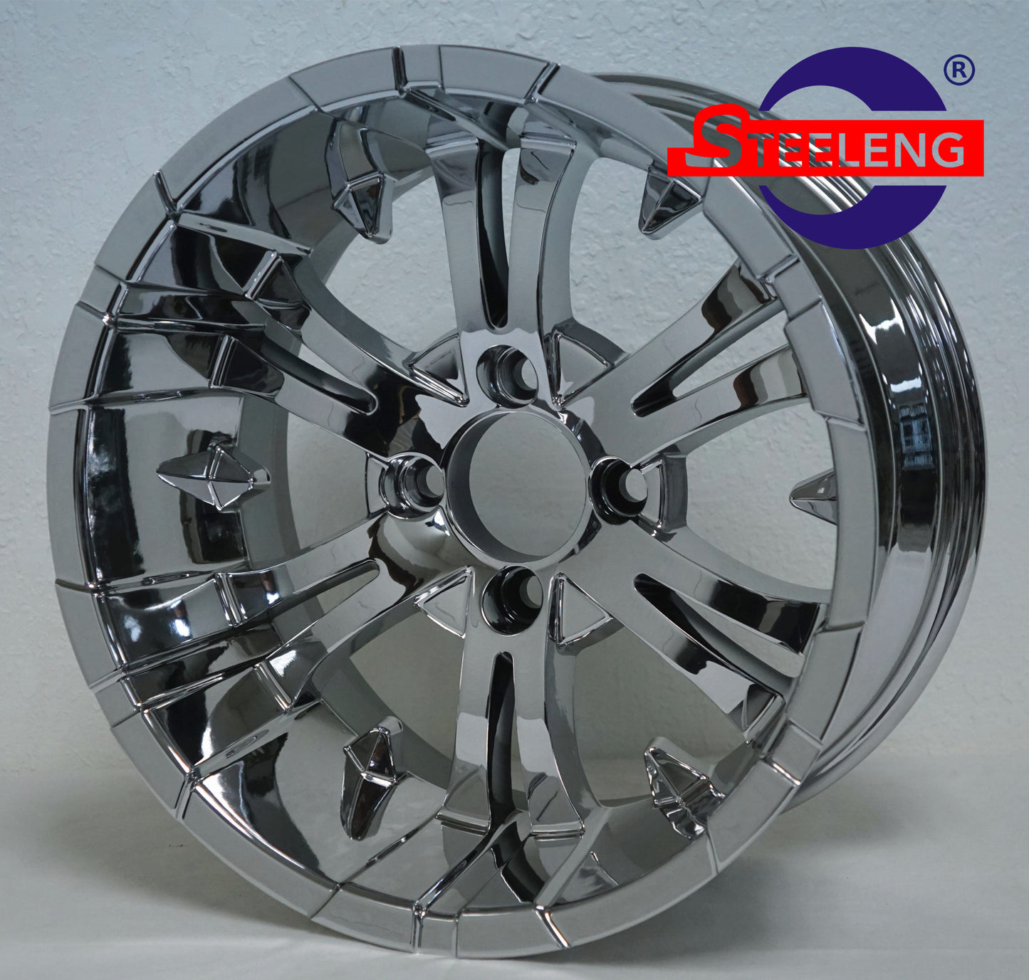 14"X7" CHROME 'VAMPIRE' ALUMINUM ALLOY WHEELS / 23X10X14 ALL TERRAIN TIRE