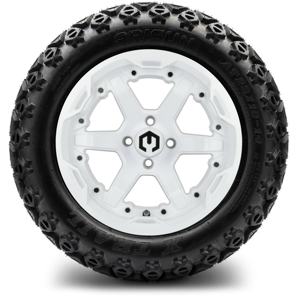 14" Gladiator Glossy White Wheels and Off-Road Tires Combo MODZ