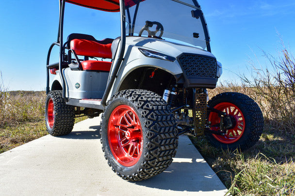 14" Mayhem Brushed Red with Ball Mill Wheels & Off-Road Tires Combo MODZ