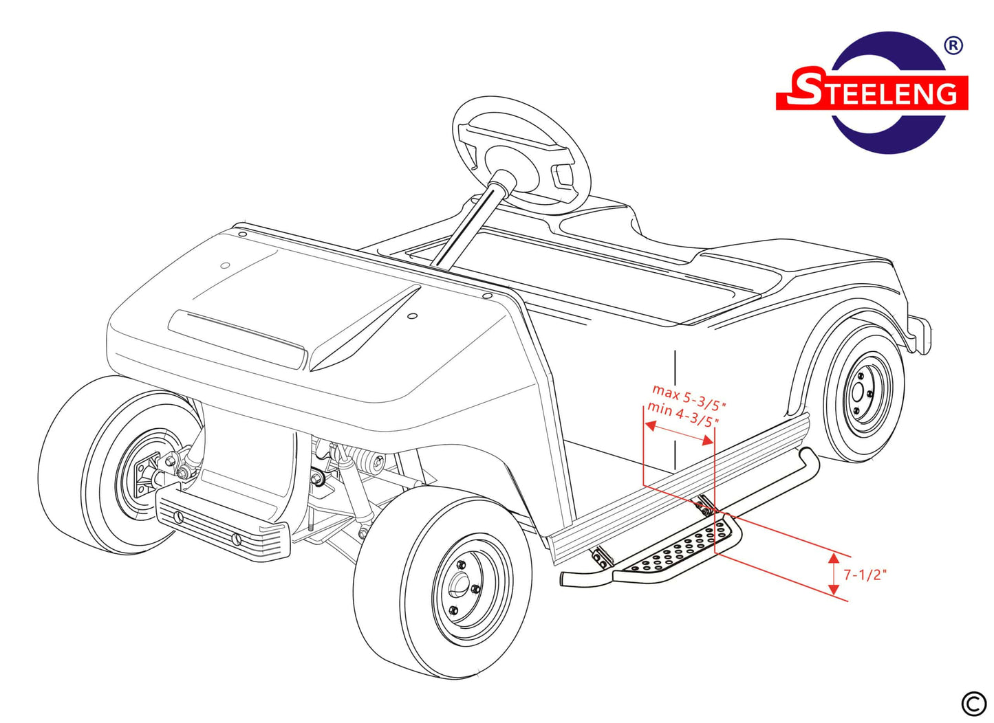 SGC NERF BARS (RUNNING BOARDS) FOR CLUB CAR DS (SET OF 2) (2004-2013)