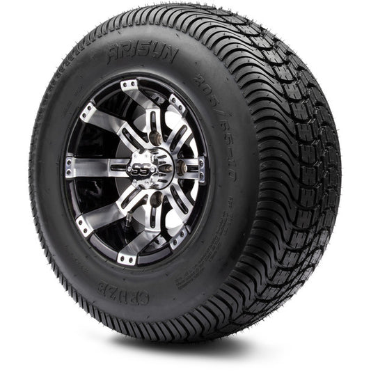 MODZ® 10" Tempest Machined Black Wheels on Arisun Cruze 205/65-10 Street Tire