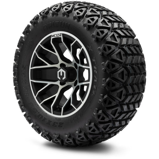 MODZ® 12" Matrix Machined Matte Black Wheels on 23x10.50-12 Arisun X-Trail Tire