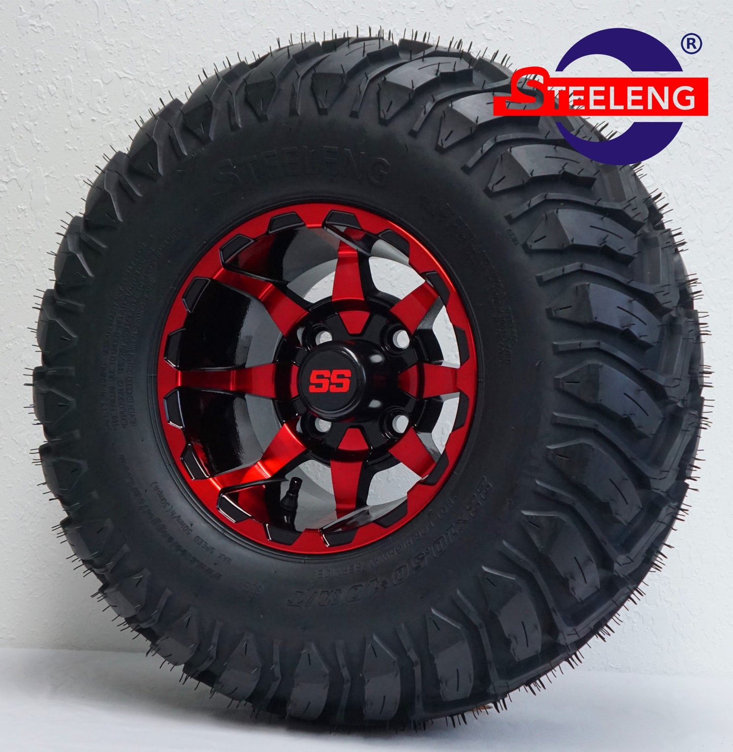 STEELENG 10” Red/Black ‘Vortex’ Wheels With 22"x10.5"-10" Tires