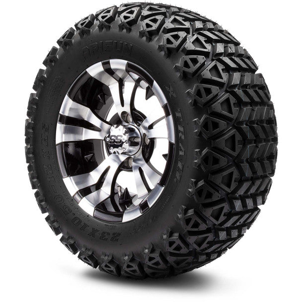 MODZ® 12" Vampire Machined Black Wheels on 23x10.50-12 Arisun X-Trail Tire