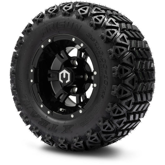 MODZ® 10" Ambush Glossy Black Wheels on 20x10.00-10 X-Trail All-Terrain Tire