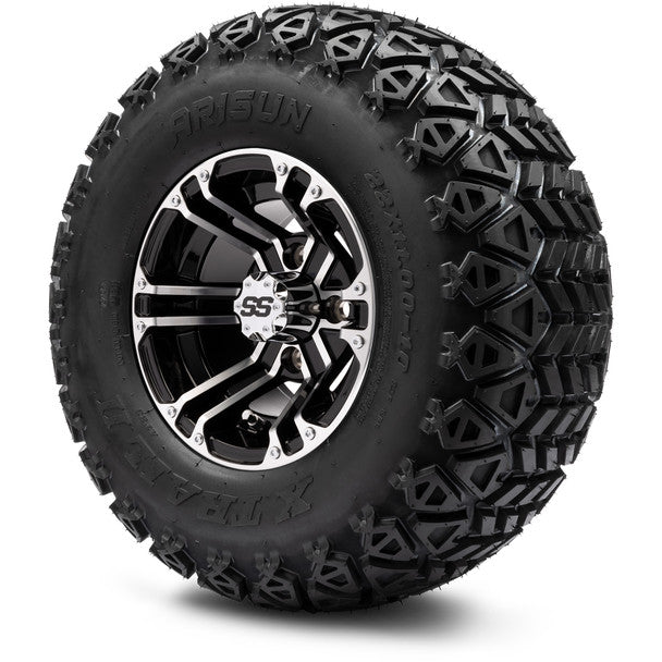 MODZ® 10" Enforcer Machined Black Wheels on 22x11.00-10 X-Trail All-Terrain Tires