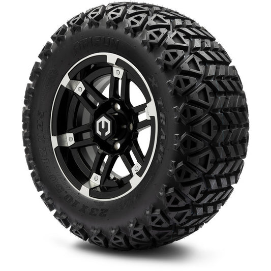 MODZ® 12" Aftershock Machined Black Wheels on 23x10.50-12 Arisun X-Trail Tire