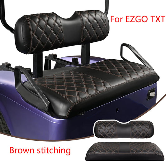 Nokins Seat Cover (Black with Brown Stitching) EZGO TXT