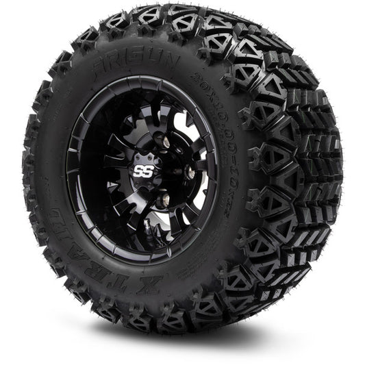 MODZ® 10" Vampire Glossy Black Wheels on 20x10.00-10 X-Trail All-Terrain Tire