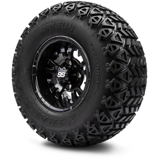 MODZ® 10" Vampire Glossy Black Wheels on 22x11.00-10 X-Trail All-Terrain Tires