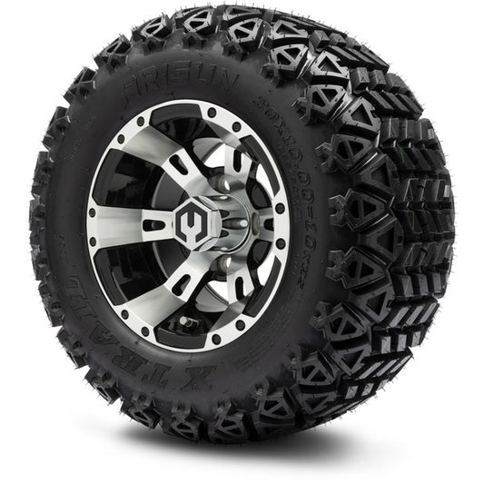 MODZ® 10" Ambush Machined Black Wheels on 20x10.00-10 X-Trail All-Terrain Tire