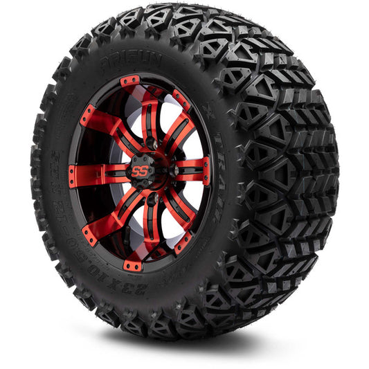 MODZ® 12" Tempest Red and Black Wheels on 23x10.50-12 Arisun X-Trail Tire