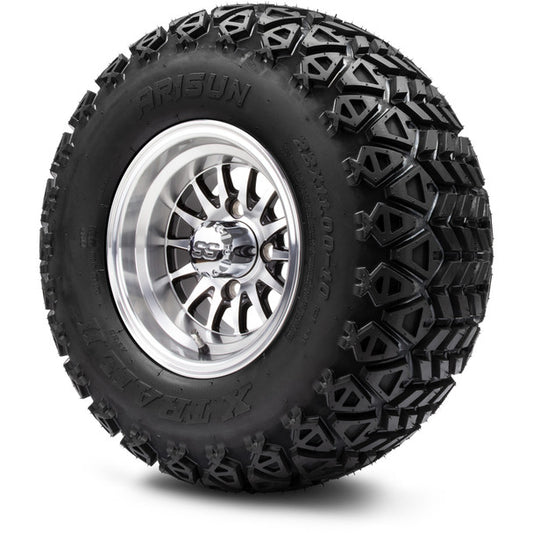 MODZ® 10" Medusa Machined Black Wheels on 22x11.00-10 X-Trail All-Terrain Tires