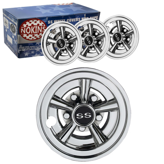 NOKINS Golf Cart SS Wheel Covers Hub Caps for Most Golf Carts 8 inch(Set of 4)