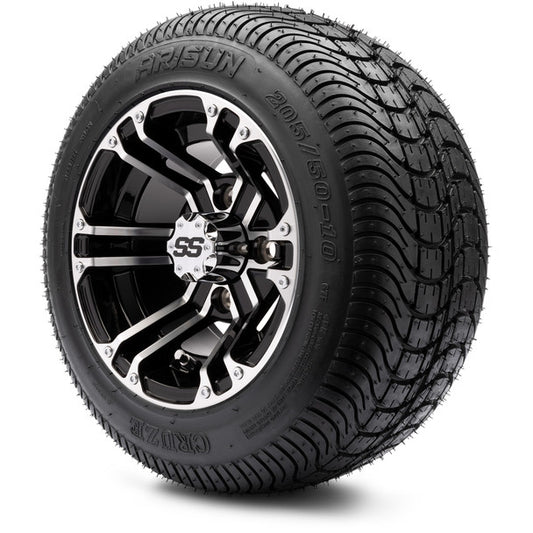 MODZ® 10" Enforcer Machined Black Wheels on Arisun Cruze 205/50-10 Street Tires