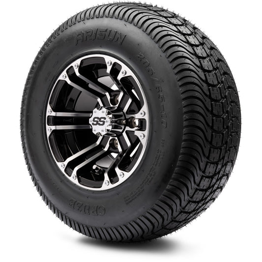 MODZ® 10" Enforcer Machined Black Wheels on Arisun Cruze 205/65-10 Street Tire