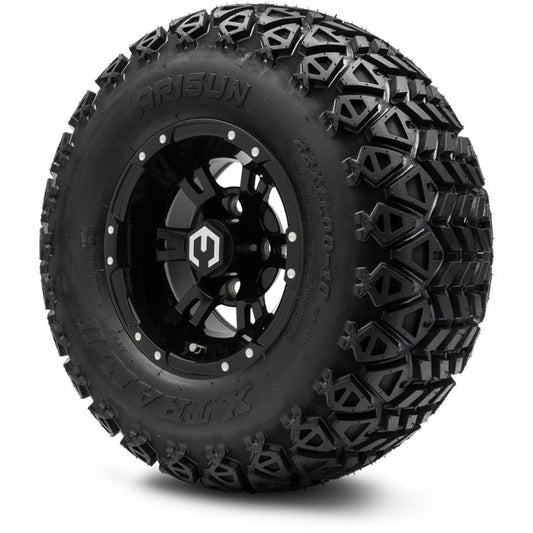 MODZ® 10" Ambush Glossy Black Wheels on 22x11.00-10 X-Trail All-Terrain Tires