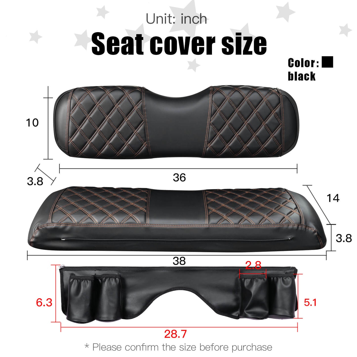 Nokins Seat Cover (Black with Brown Stitching (Pockets)) EZGO RXV