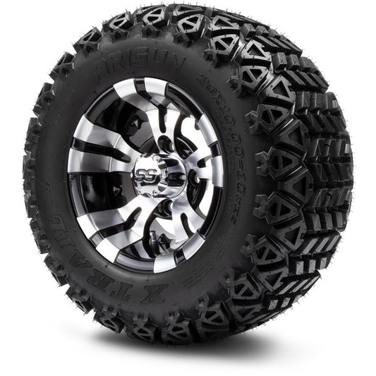 MODZ® 10" Vampire Machined Black Wheels on 20x10.00-10 X-Trail All-Terrain Tire