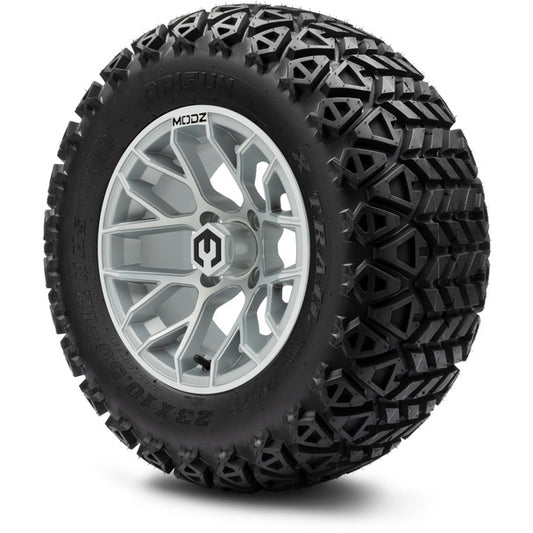 MODZ® 12" Matrix Silver Wheels on 23x10.50-12 Arisun X-Trail Tire