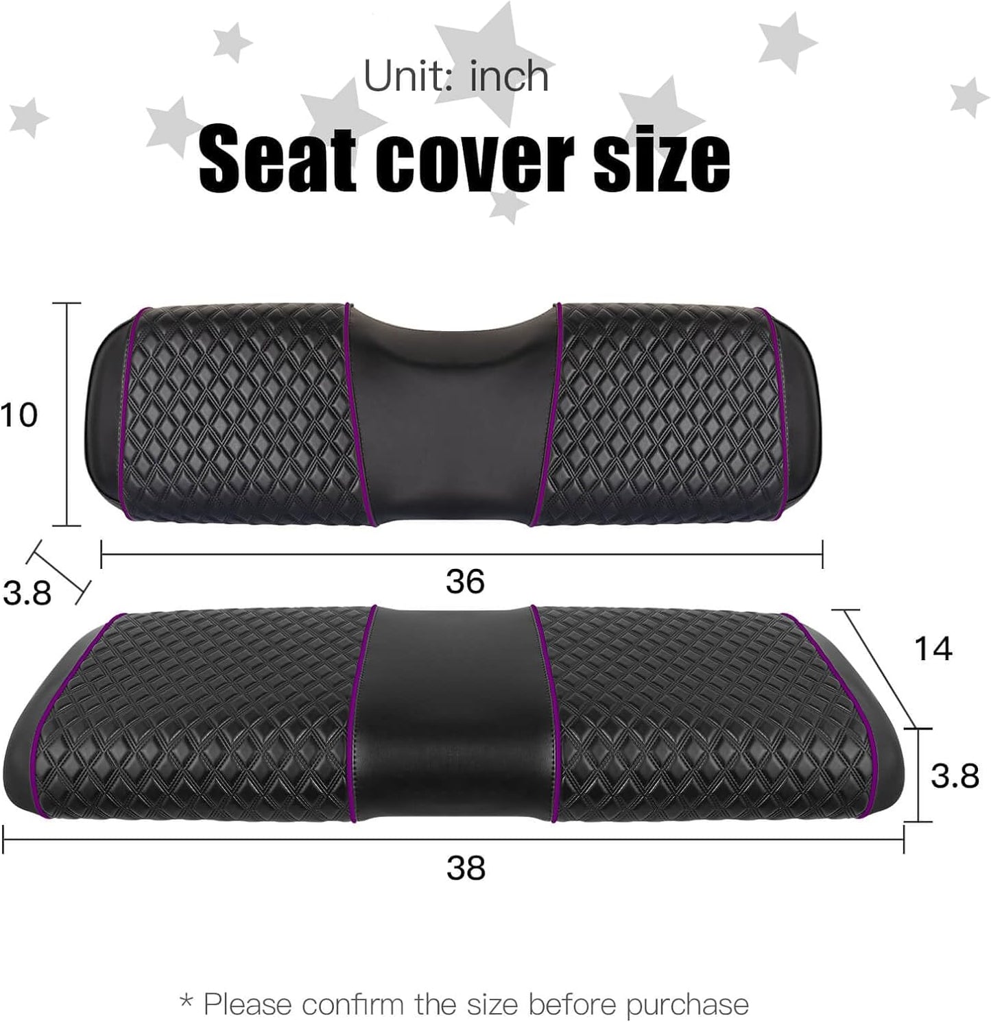 Nokins Seat Cover (Black with Purple Bone) EZGO RXV