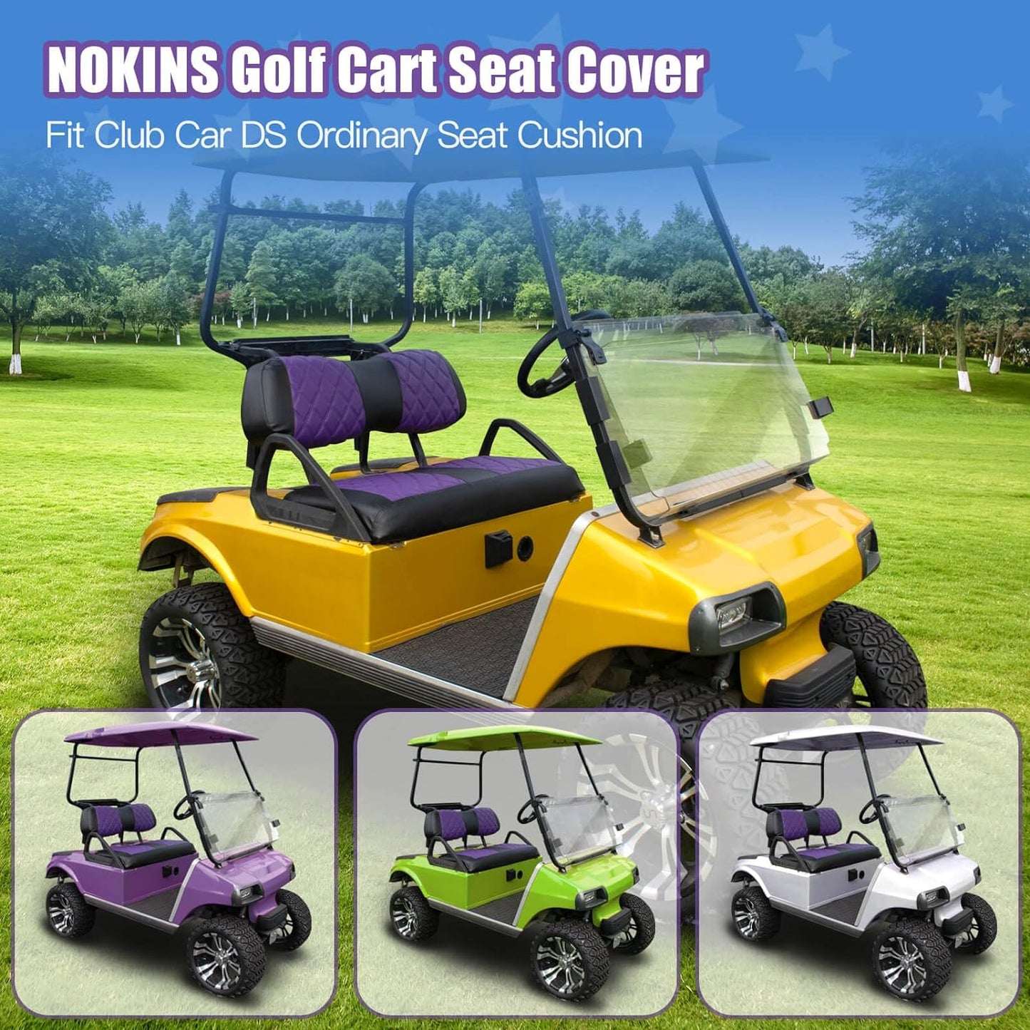 Nokins Seat Cover (Purple & Black) Club Car DS 2000+