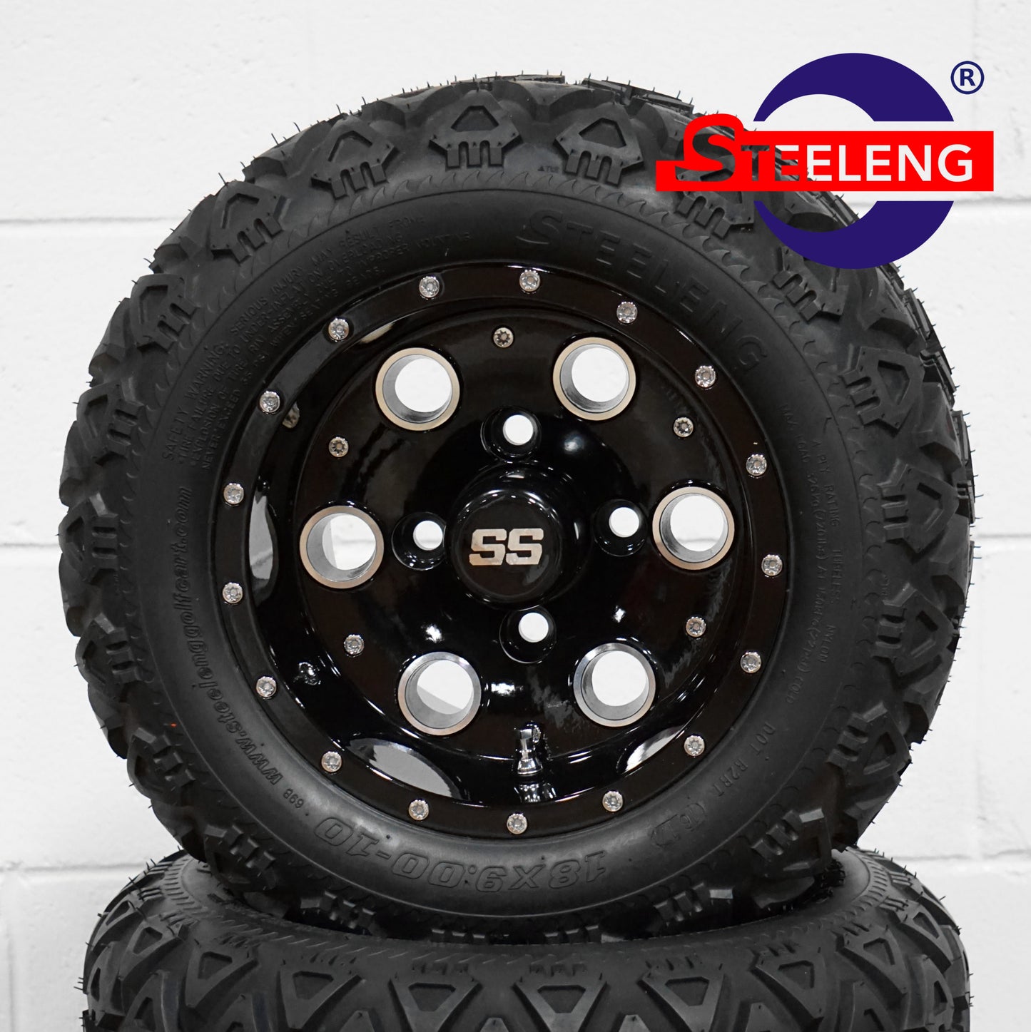 STEELENG 10” Black ‘PIONEER’ wheels with 18"x9"-10" All Terrain tires