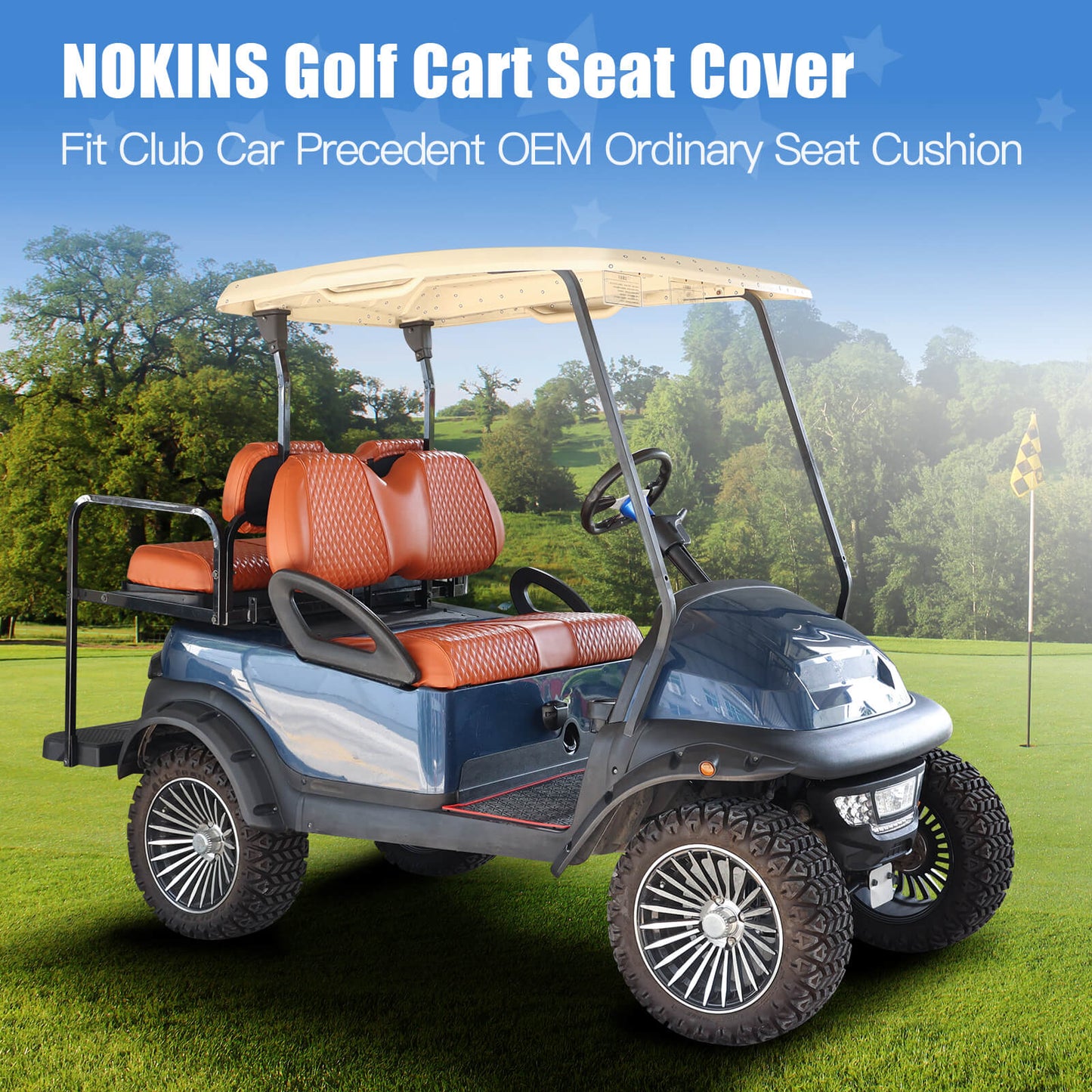 Nokins Seat Cover (Black & Brown) Club Car Precedent