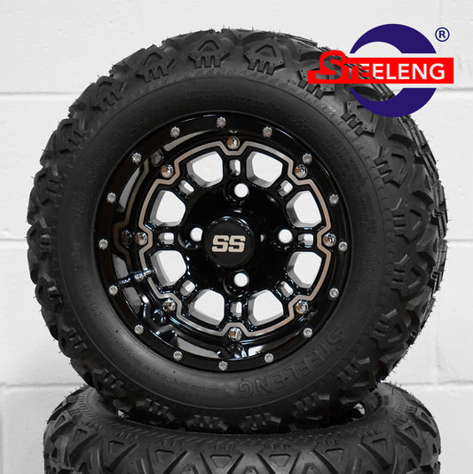 STEELENG 10” Black ‘PANTHER’ wheels with 18"x9"-10" All Terrain tires