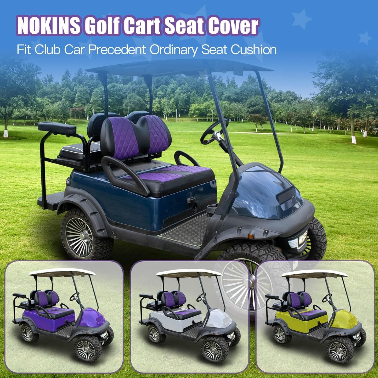 Nokins Seat Cover (Purple & Black) Club Car Precedent