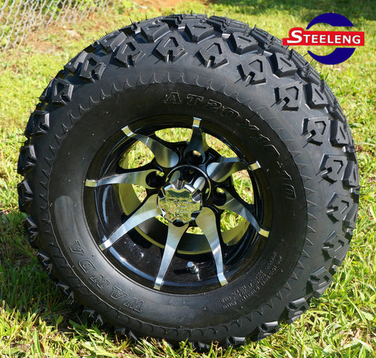 STEELENG 10” Machined/Black ‘KRAKEN’ wheels with 20"x10"-10" All Terrain tires