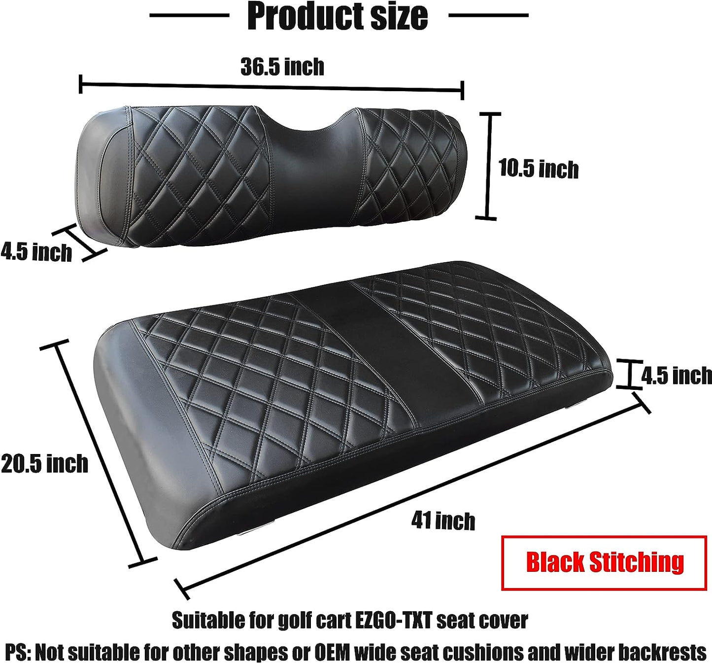 Nokins Seat Cover (Black with Black Stitching) EZGO TXT