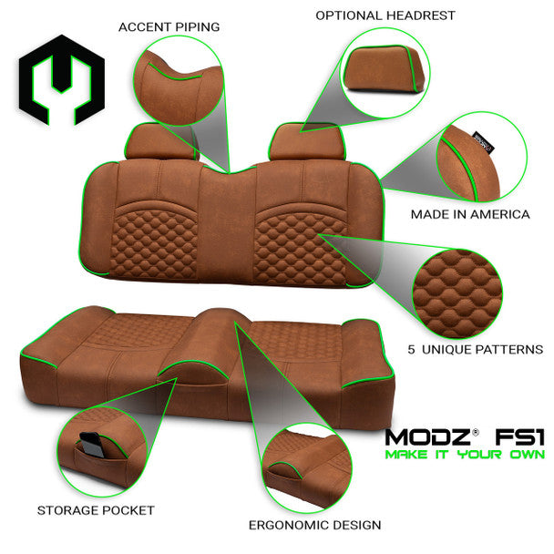 MODZ® FS1 CUSTOM FRONT SEAT - RUST BASE Fits: Yamaha G29 Drive (2007-2016)/ Drive 2 (2017+)