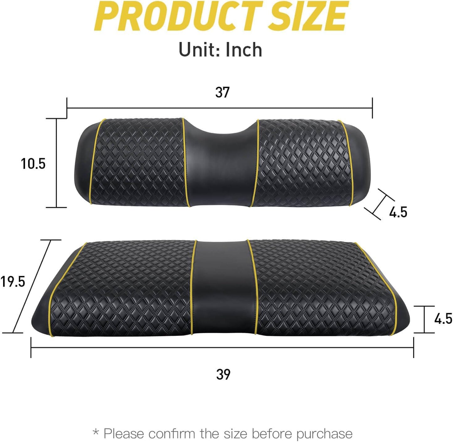 Nokins Seat Cover (Black with Yellow Bone) EZGO RXV