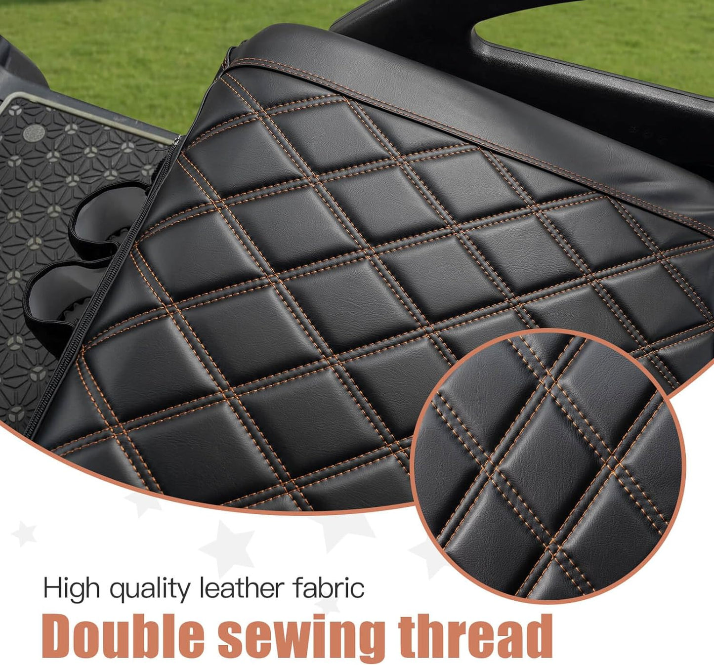 Nokins Seat Cover (Black with Brown Stitching (Pockets)) EZGO RXV