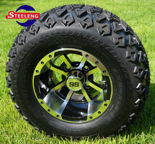 STEELENG 10” Machined/Black ‘STORM TROOPER' wheels with 20"x10"-10" All Terrain tires