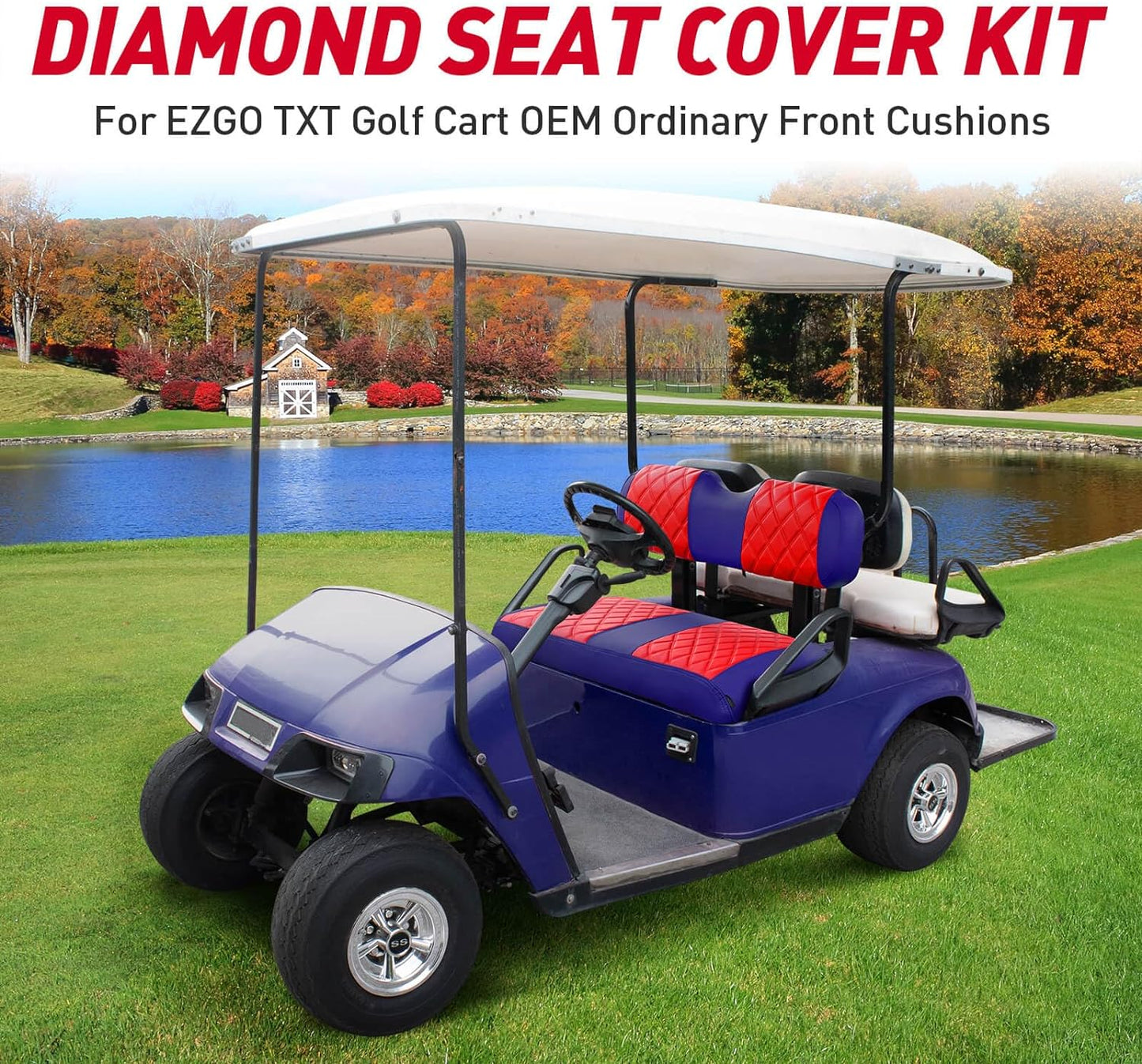 Nokins Seat Cover (Red & Blue) EZGO TXT