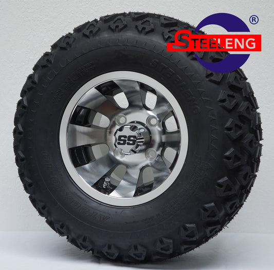 STEELENG 10” Machined/Black ‘REVOLVER' wheels with 20"x10"-10" All Terrain tires