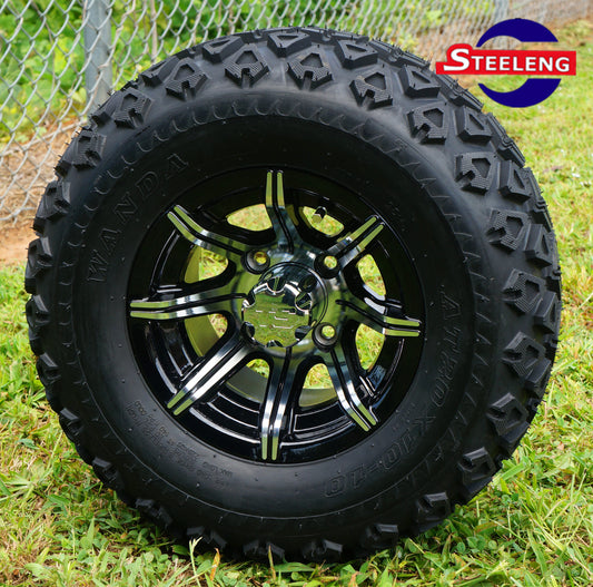 STEELENG 10” Machined/Black ‘SPIDER' wheels with 20"x10"-10" All Terrain tires