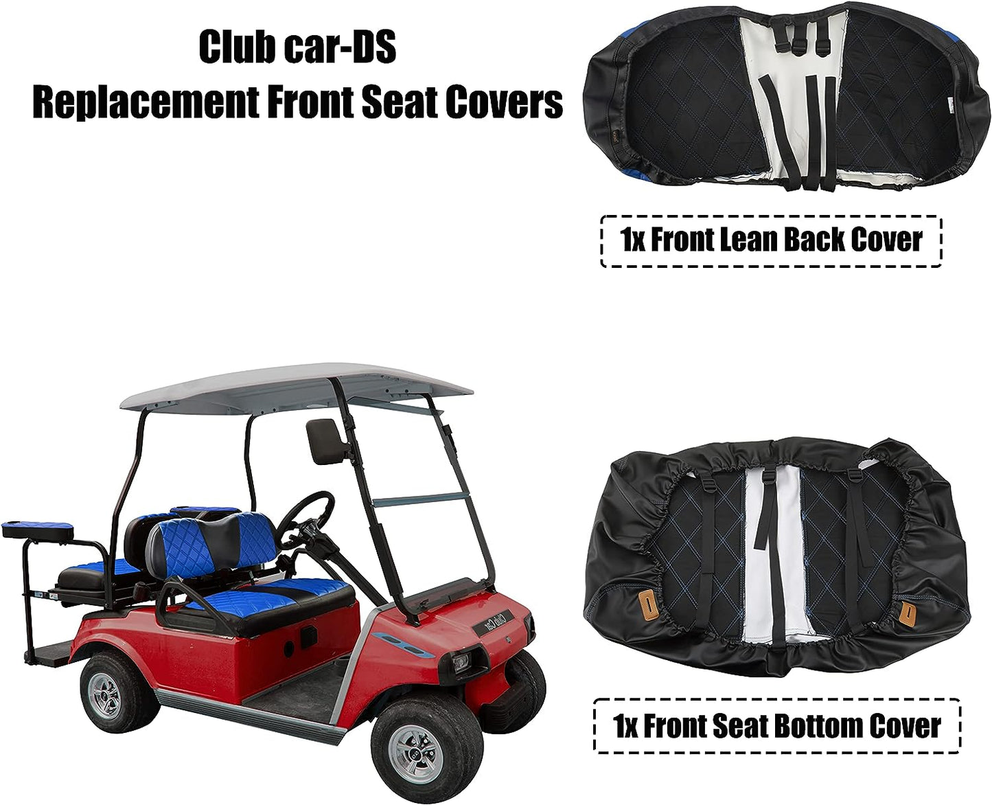 Nokins Seat Cover (Black & Blue) Club Car DS 2000+