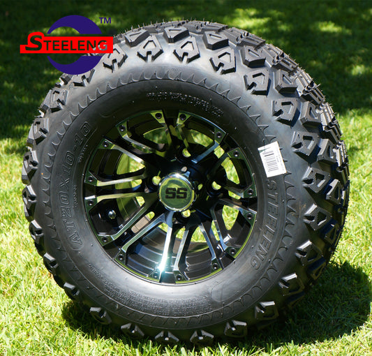 STEELENG 10” Machined/Black ‘LANCER’ wheels with 20"x10"-10" All Terrain tires