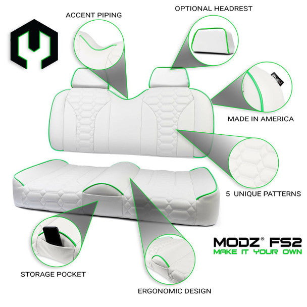 MODZ® FS2 CUSTOM FRONT SEAT - WHITE BASE Fits: Yamaha G29 Drive (2007-2016)/ Drive 2 (2017+)