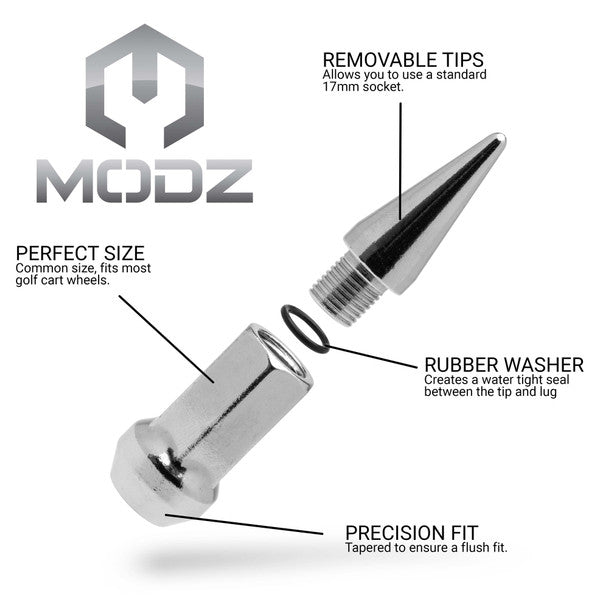 MODZ® Spiked Chrome Lug Nuts (Standard Lugs) - Pack of 16